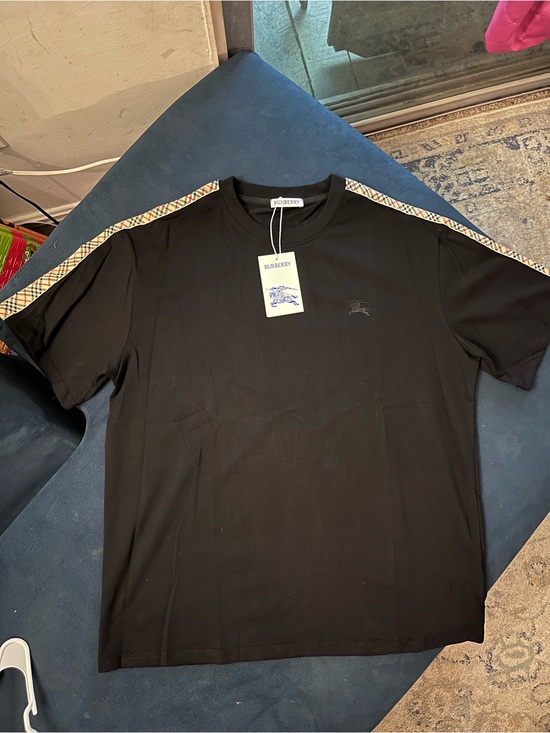 Burberry Other - Burberry Black Short Sleeve Tee with Signature Check Shoulder Trim